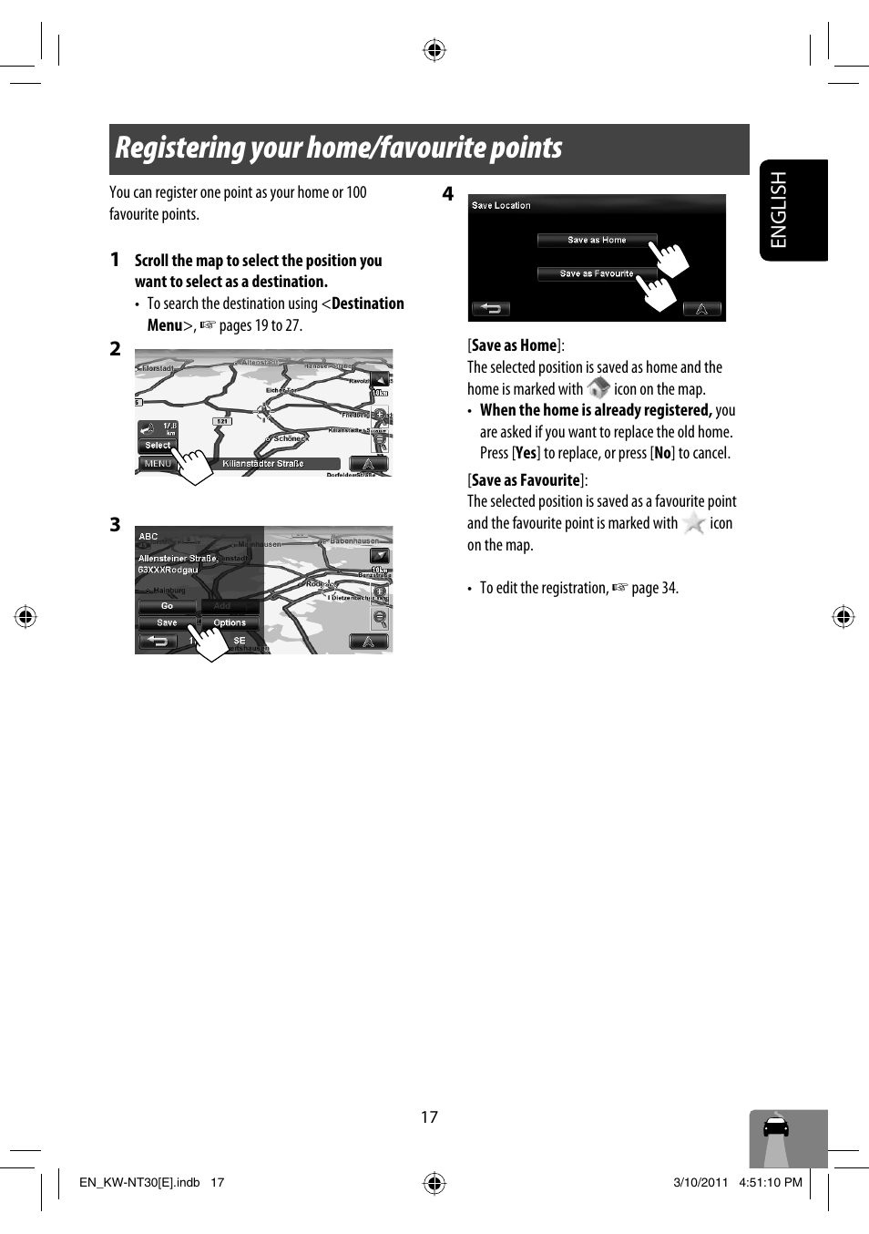 Registering your home/favourite points, English | JVC KW-NT30 User Manual | Page 17 / 274