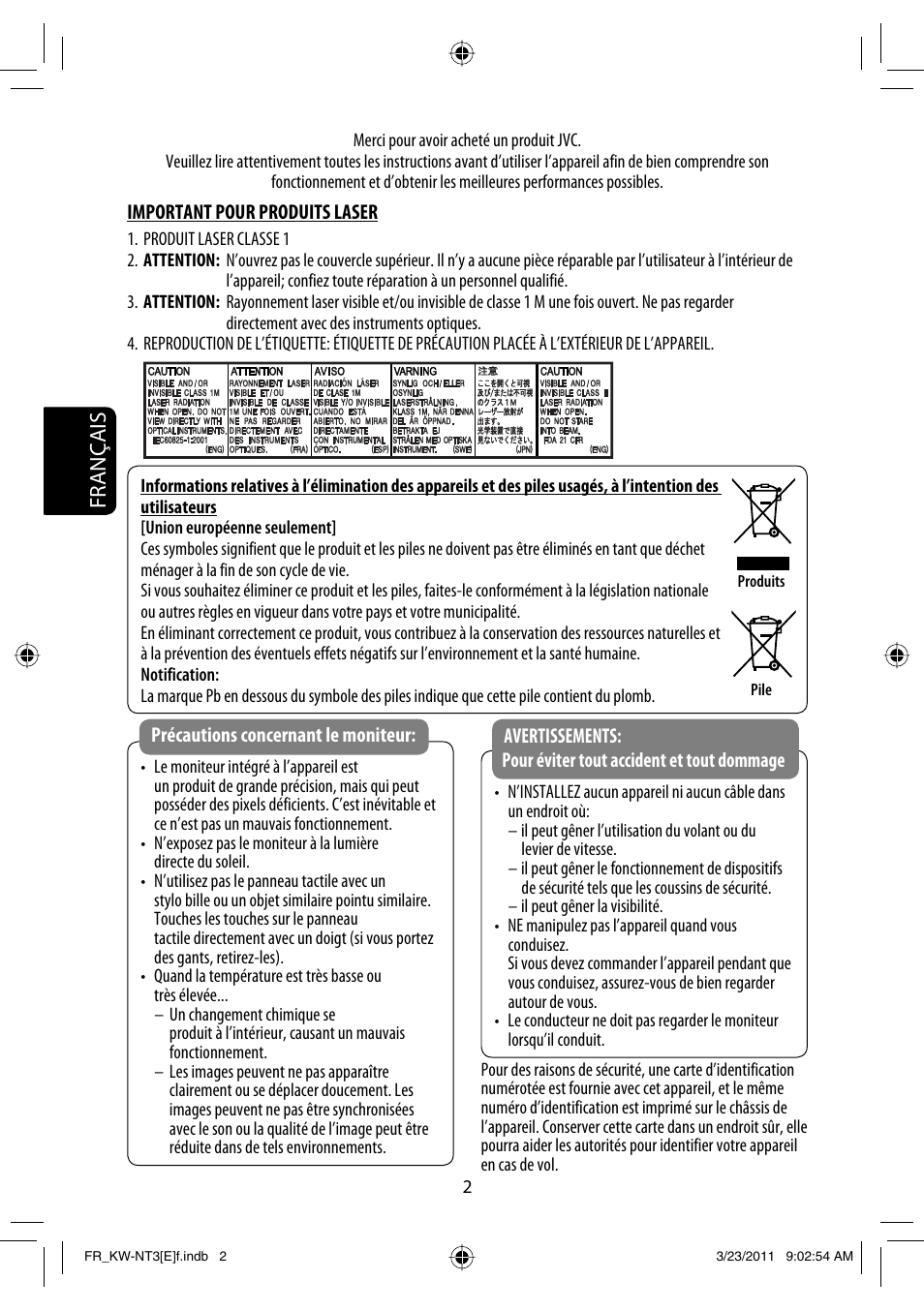 Français | JVC KW-NT30 User Manual | Page 182 / 274