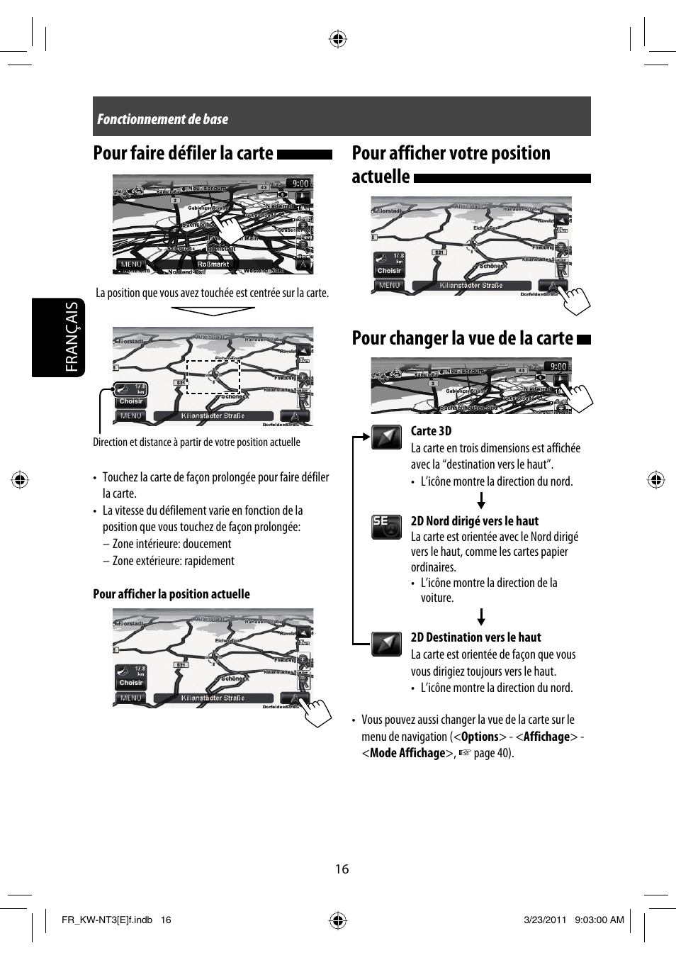 Pour faire défiler la carte, Français | JVC KW-NT30 User Manual | Page 196 / 274