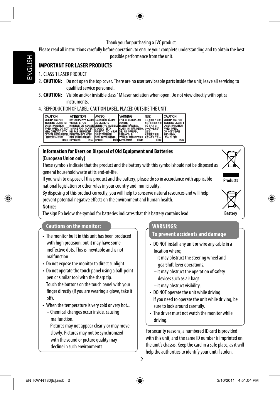 English | JVC KW-NT30 User Manual | Page 2 / 274