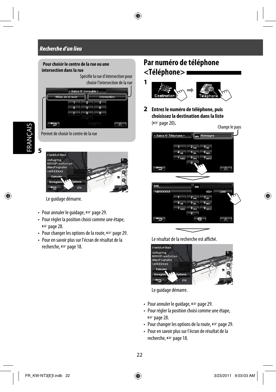 Par numéro de téléphone <téléphone, Français 5, Recherche d’un lieu | JVC KW-NT30 User Manual | Page 202 / 274