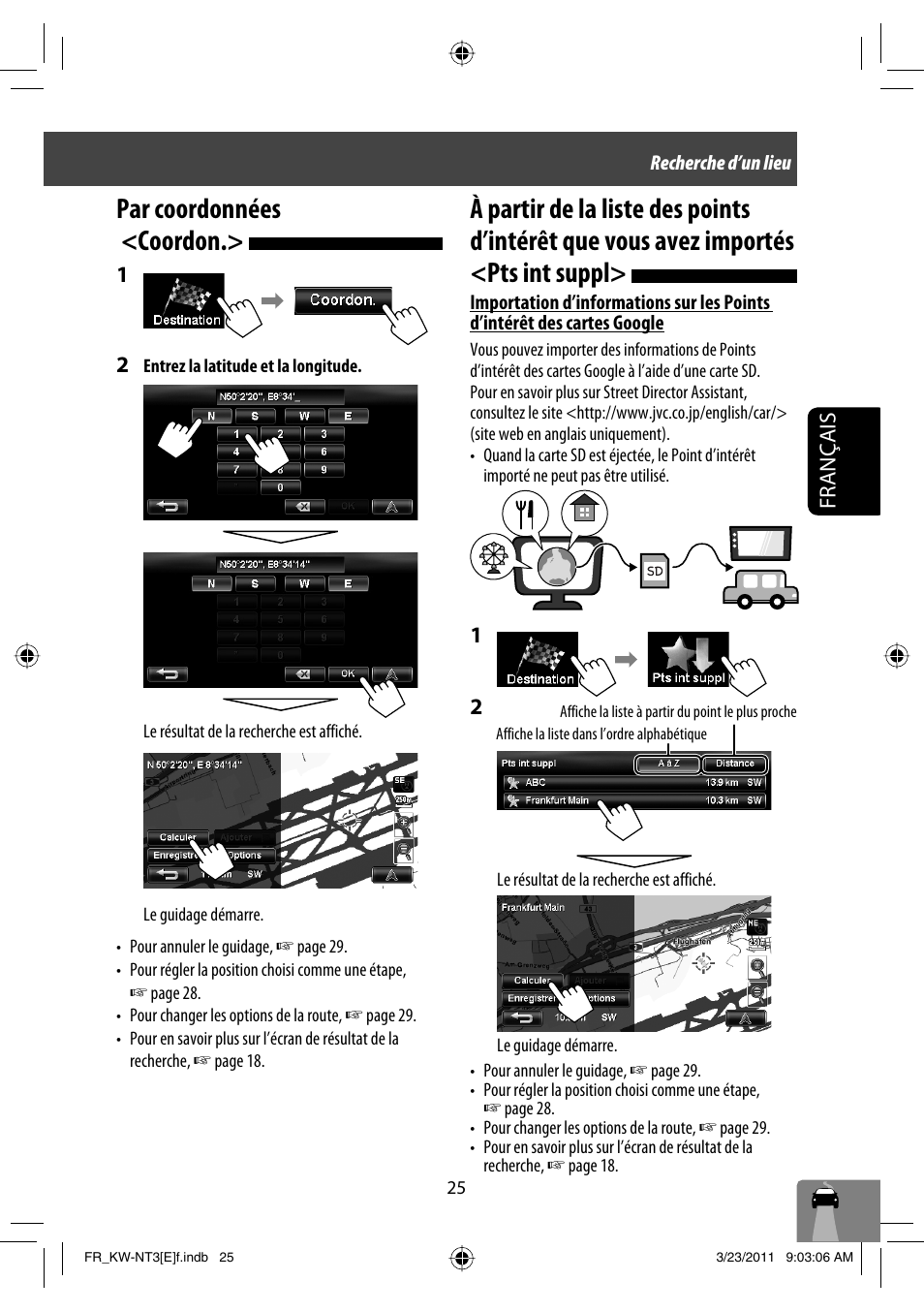 Par coordonnées <coordon, Français | JVC KW-NT30 User Manual | Page 205 / 274