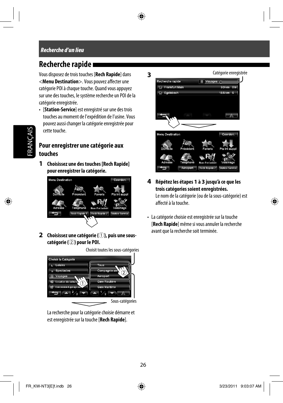 Recherche rapide, Tentative, Français | Pour enregistrer une catégorie aux touches 1 | JVC KW-NT30 User Manual | Page 206 / 274