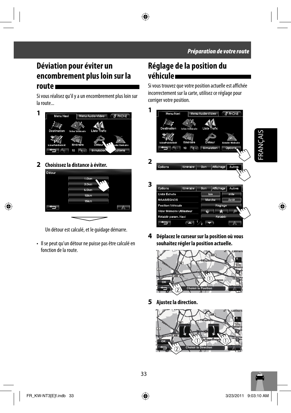 Réglage de la position du véhicule, Français | JVC KW-NT30 User Manual | Page 213 / 274