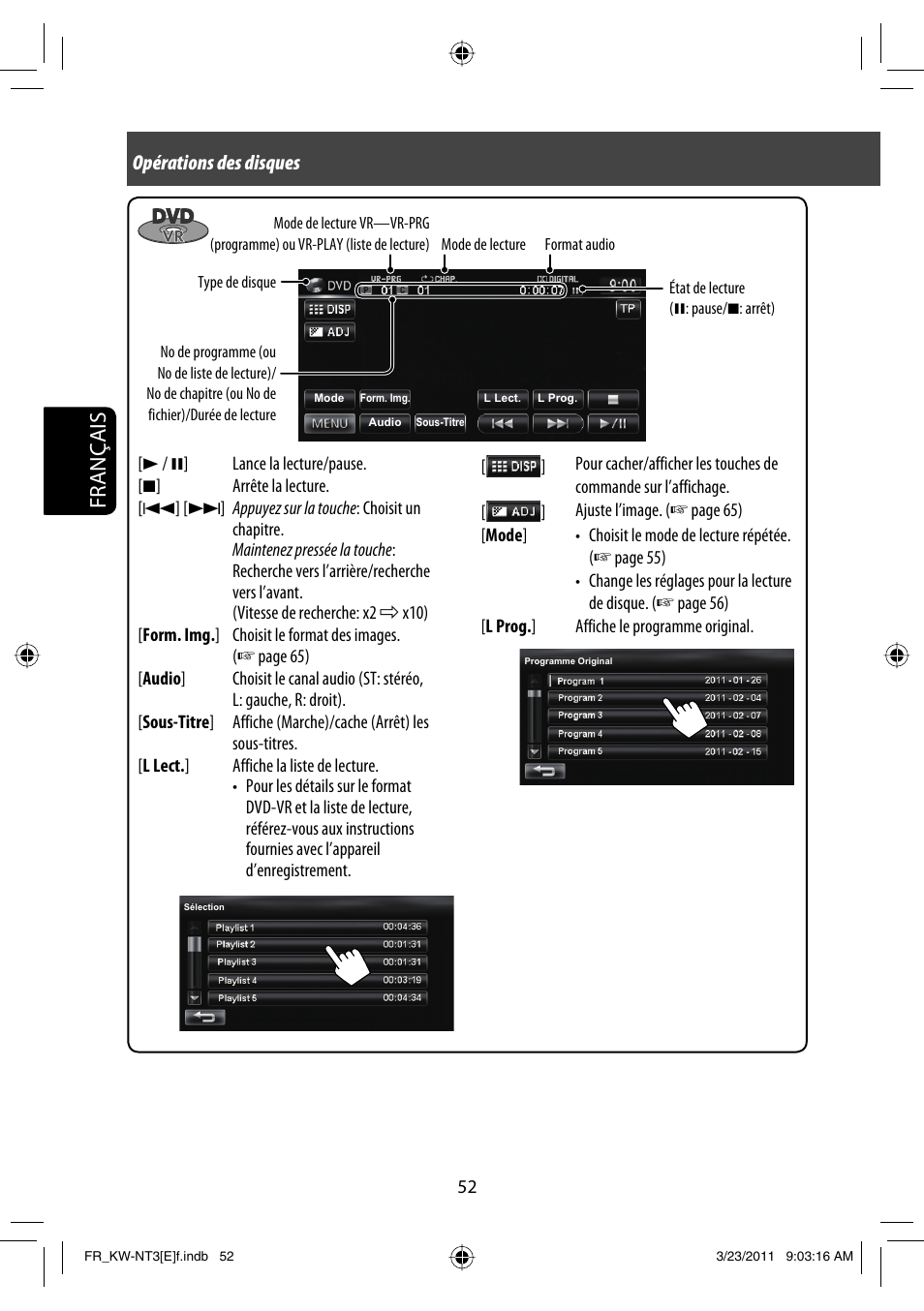 Français, Opérations des disques | JVC KW-NT30 User Manual | Page 232 / 274