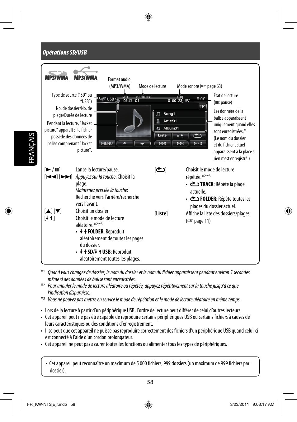 Français, Opérations sd/usb | JVC KW-NT30 User Manual | Page 238 / 274