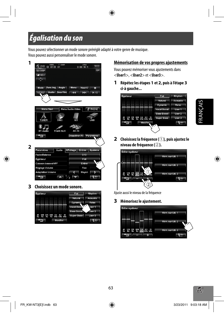 Égalisation du son, Français | JVC KW-NT30 User Manual | Page 243 / 274