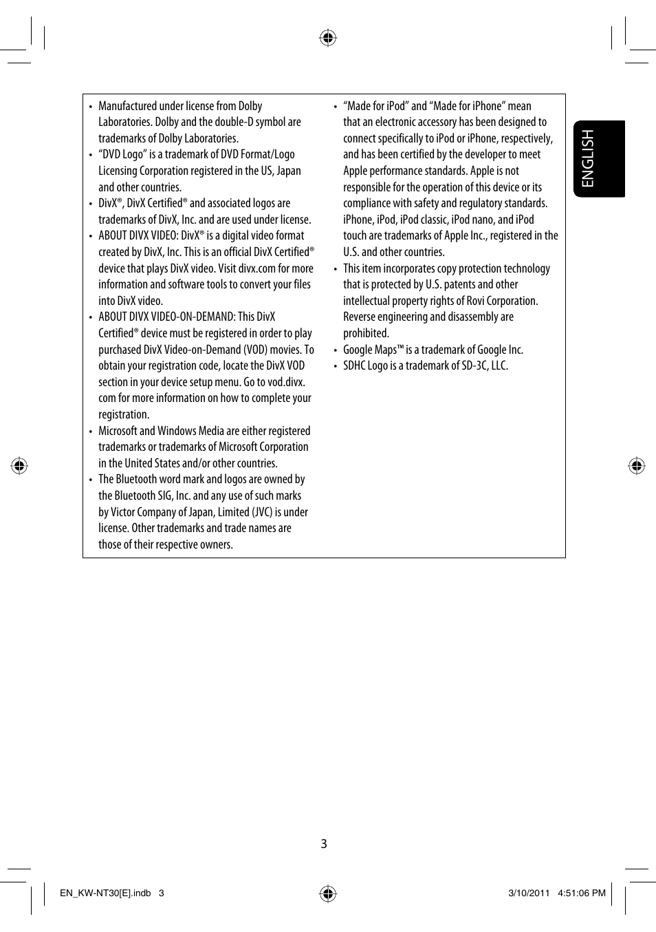 English | JVC KW-NT30 User Manual | Page 3 / 274