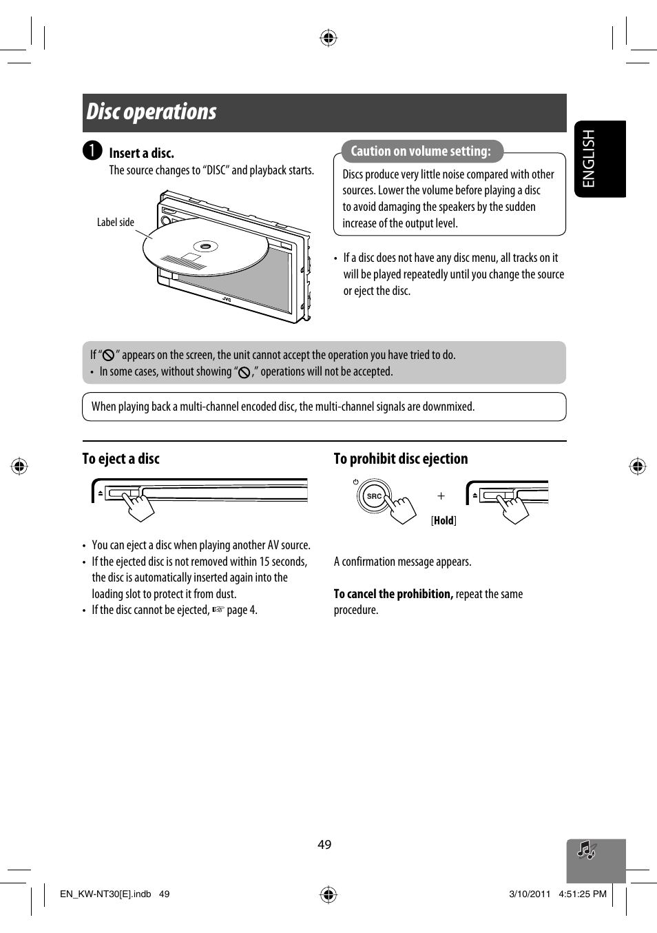 Disc operations, English | JVC KW-NT30 User Manual | Page 49 / 274