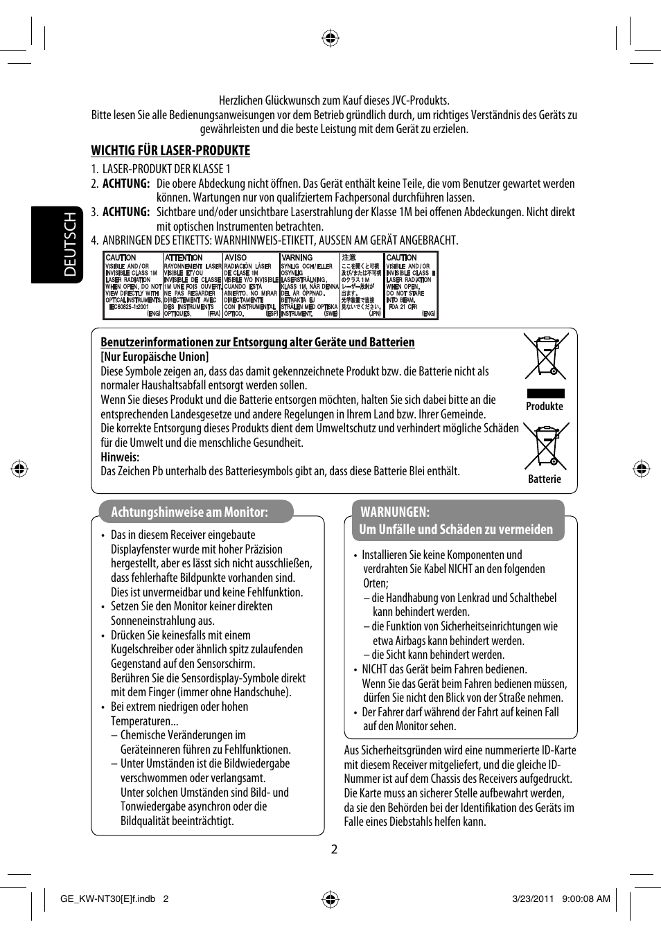 Deutsch | JVC KW-NT30 User Manual | Page 92 / 274