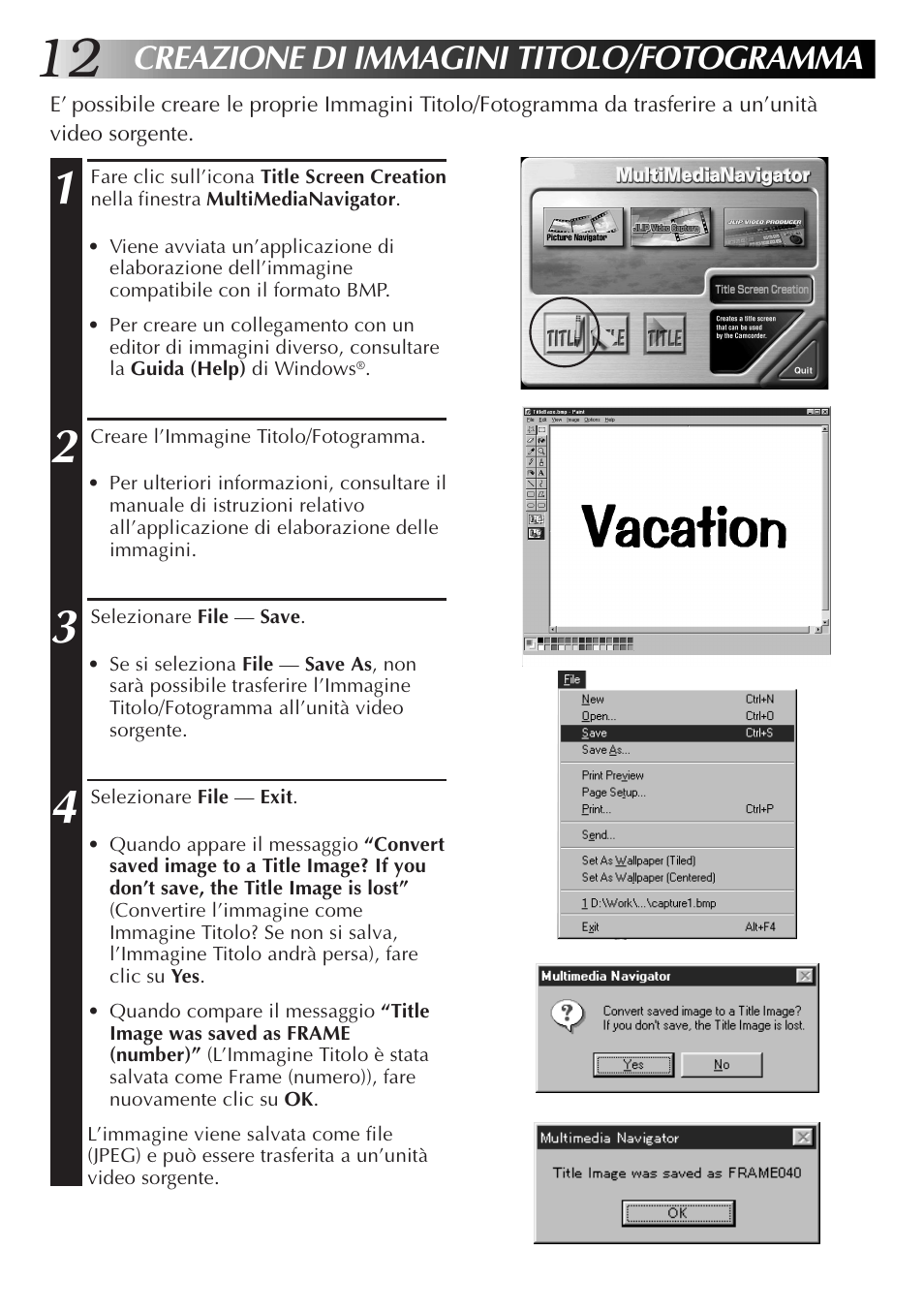 Creazione di immagini titolo/fotogramma | JVC GR-DVX10 User Manual | Page 112 / 244