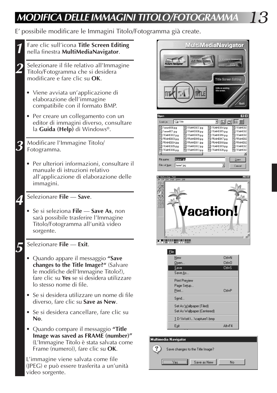 Modifica delle immagini titolo/fotogramma | JVC GR-DVX10 User Manual | Page 113 / 244