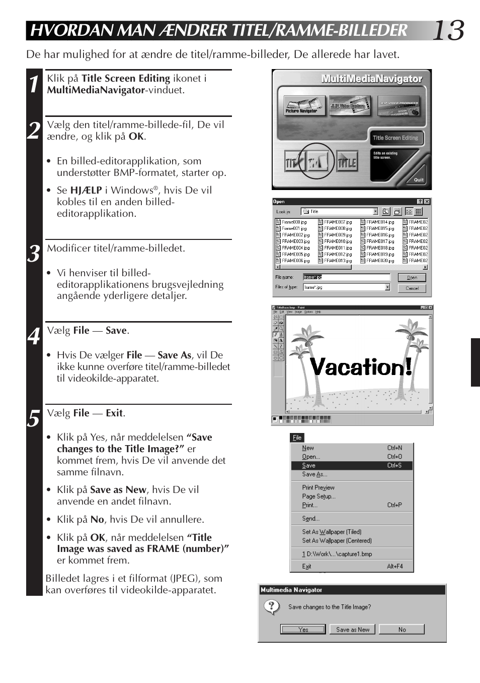 Hvordan man ændrer titel/ramme-billeder | JVC GR-DVX10 User Manual | Page 133 / 244