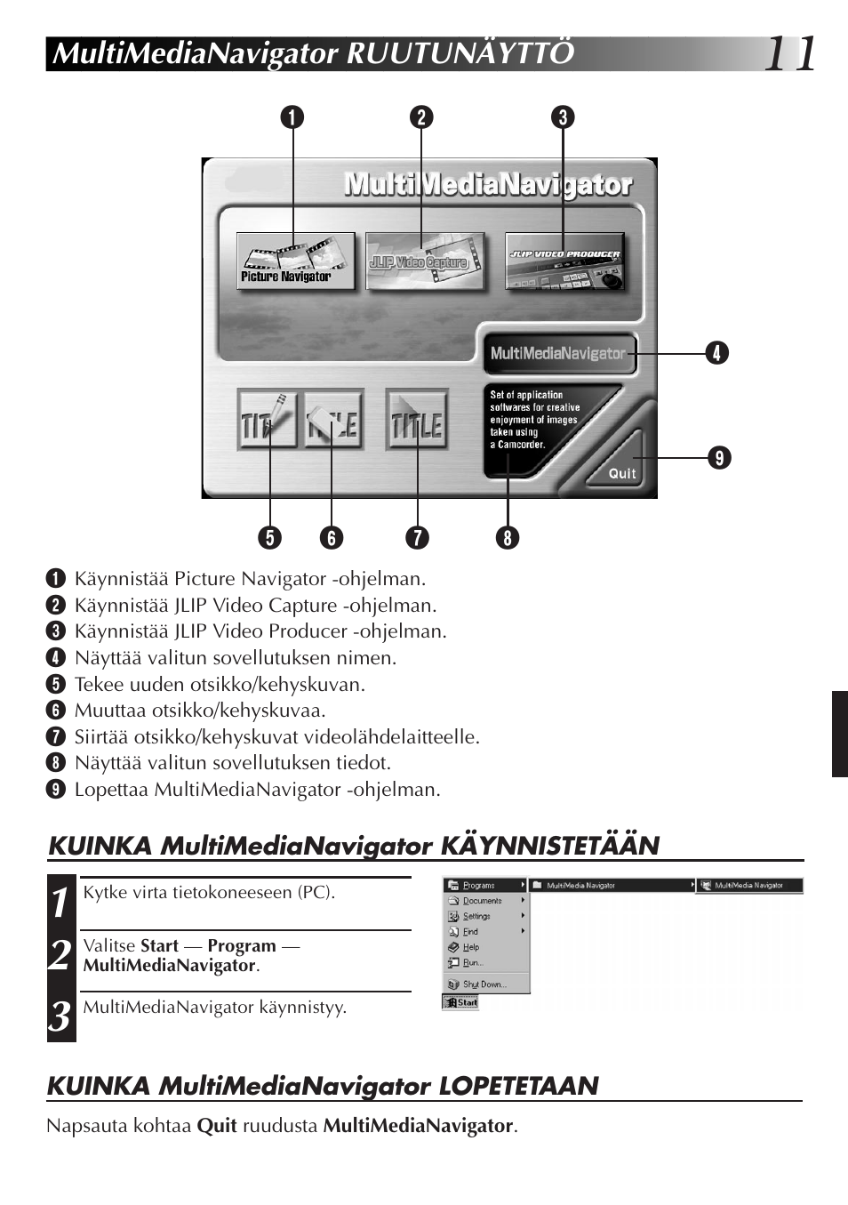 Multimedianavigator ruutunäyttö | JVC GR-DVX10 User Manual | Page 151 / 244