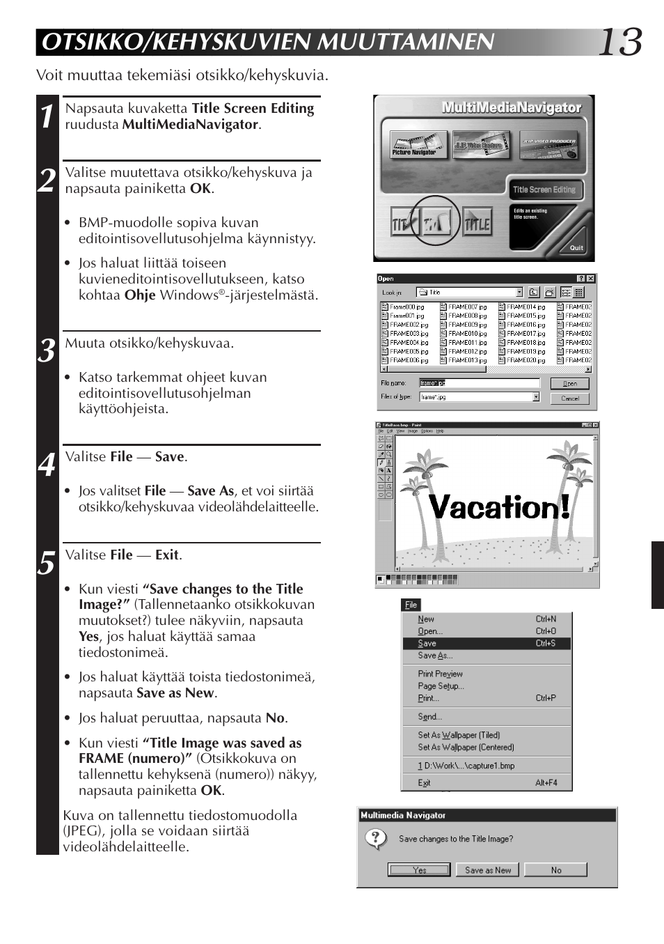 Otsikko/kehyskuvien muuttaminen | JVC GR-DVX10 User Manual | Page 153 / 244