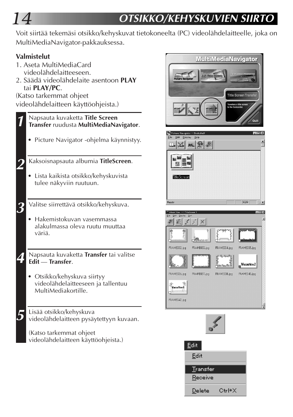 Otsikko/kehyskuvien siirto | JVC GR-DVX10 User Manual | Page 154 / 244