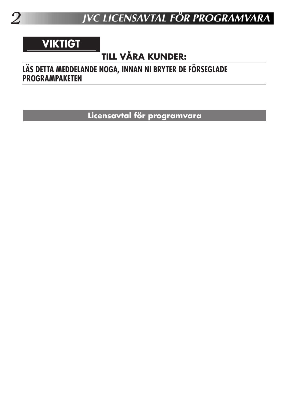 Jvc licensavtal för programvara, Viktigt | JVC GR-DVX10 User Manual | Page 162 / 244