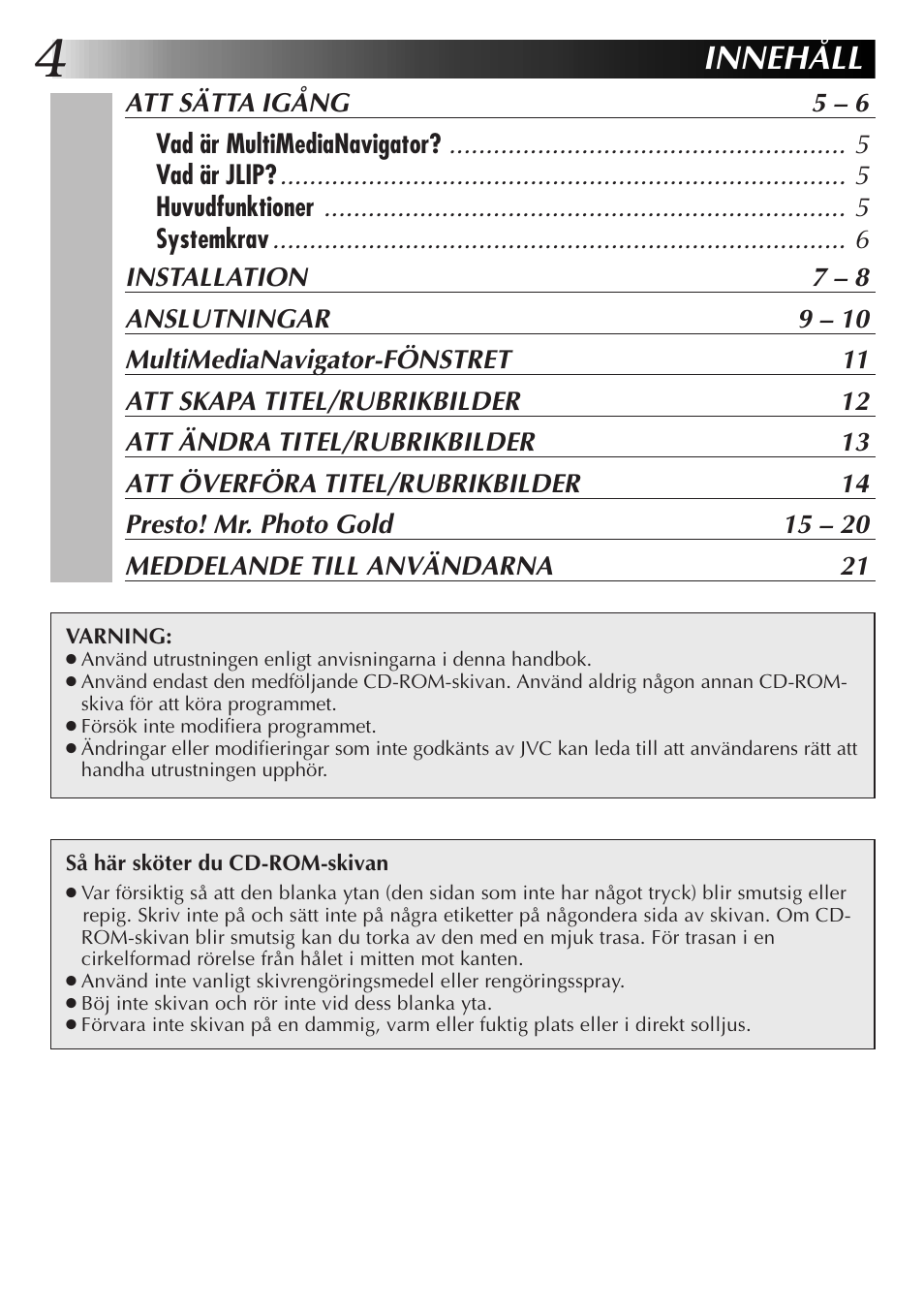 Innehåll | JVC GR-DVX10 User Manual | Page 164 / 244