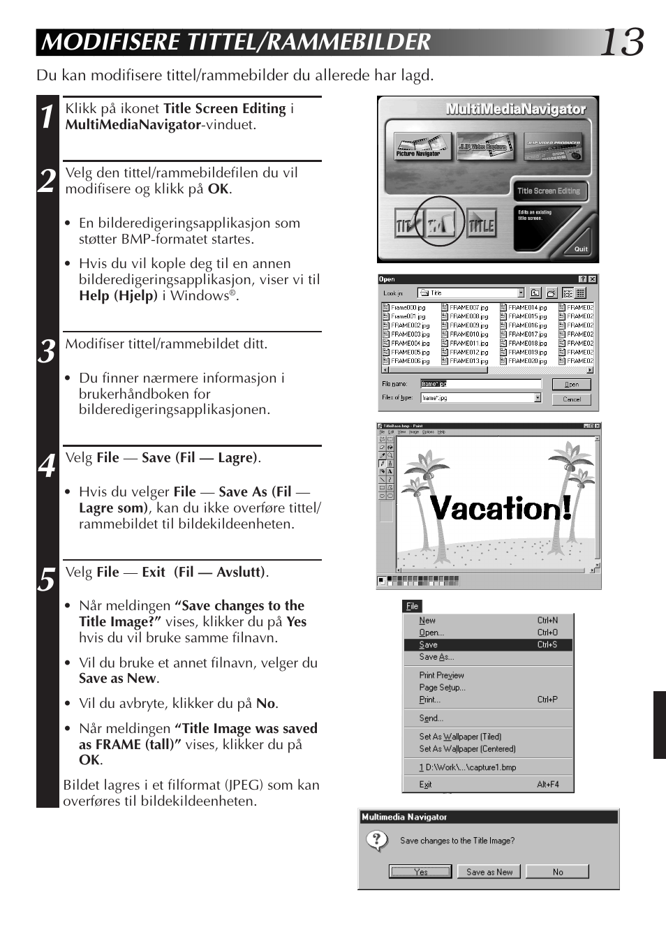 Modifisere tittel/rammebilder | JVC GR-DVX10 User Manual | Page 193 / 244