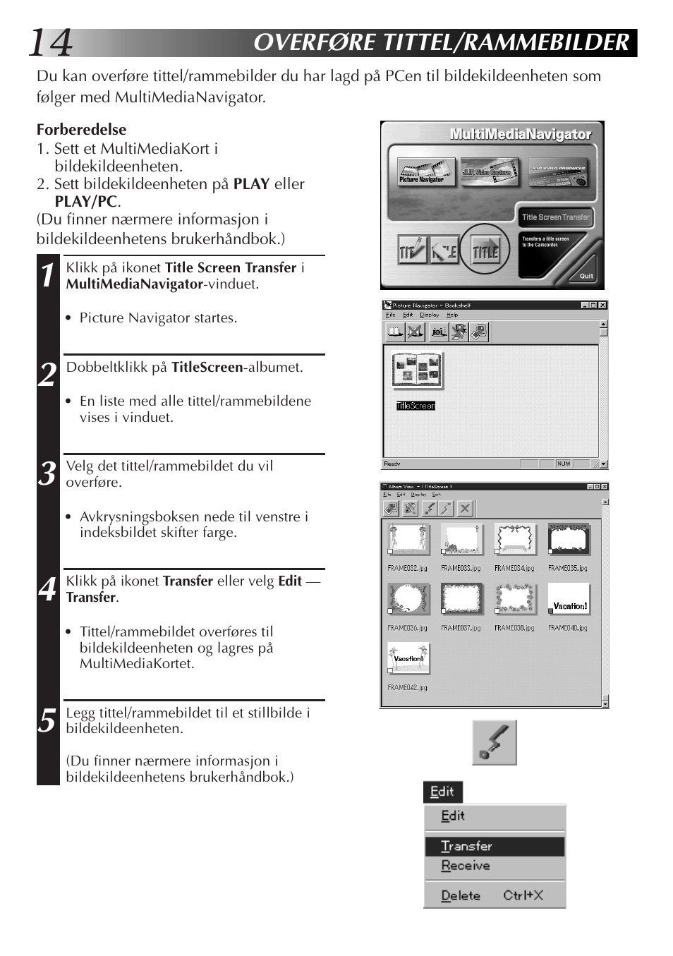 Overføre tittel/rammebilder | JVC GR-DVX10 User Manual | Page 194 / 244