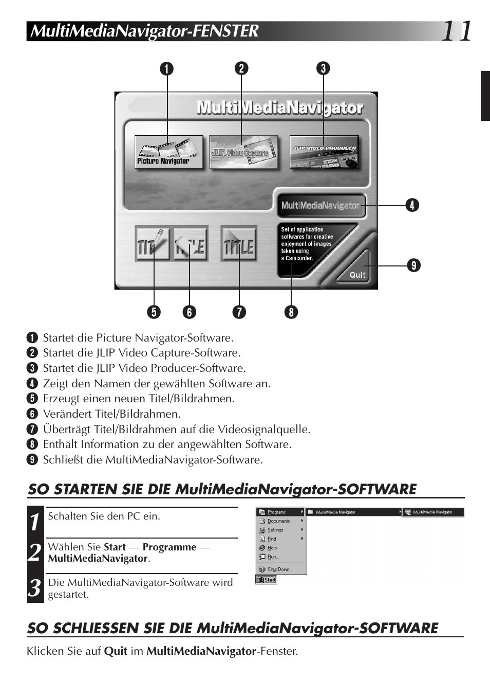 Multimedianavigator-fenster | JVC GR-DVX10 User Manual | Page 31 / 244