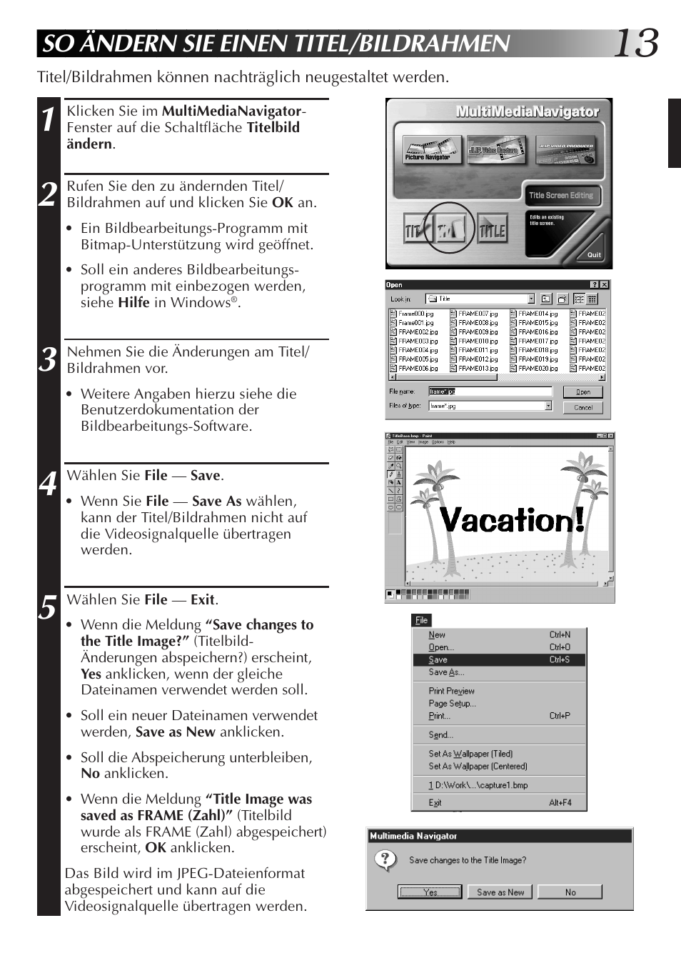 So ändern sie einen titel/bildrahmen | JVC GR-DVX10 User Manual | Page 33 / 244