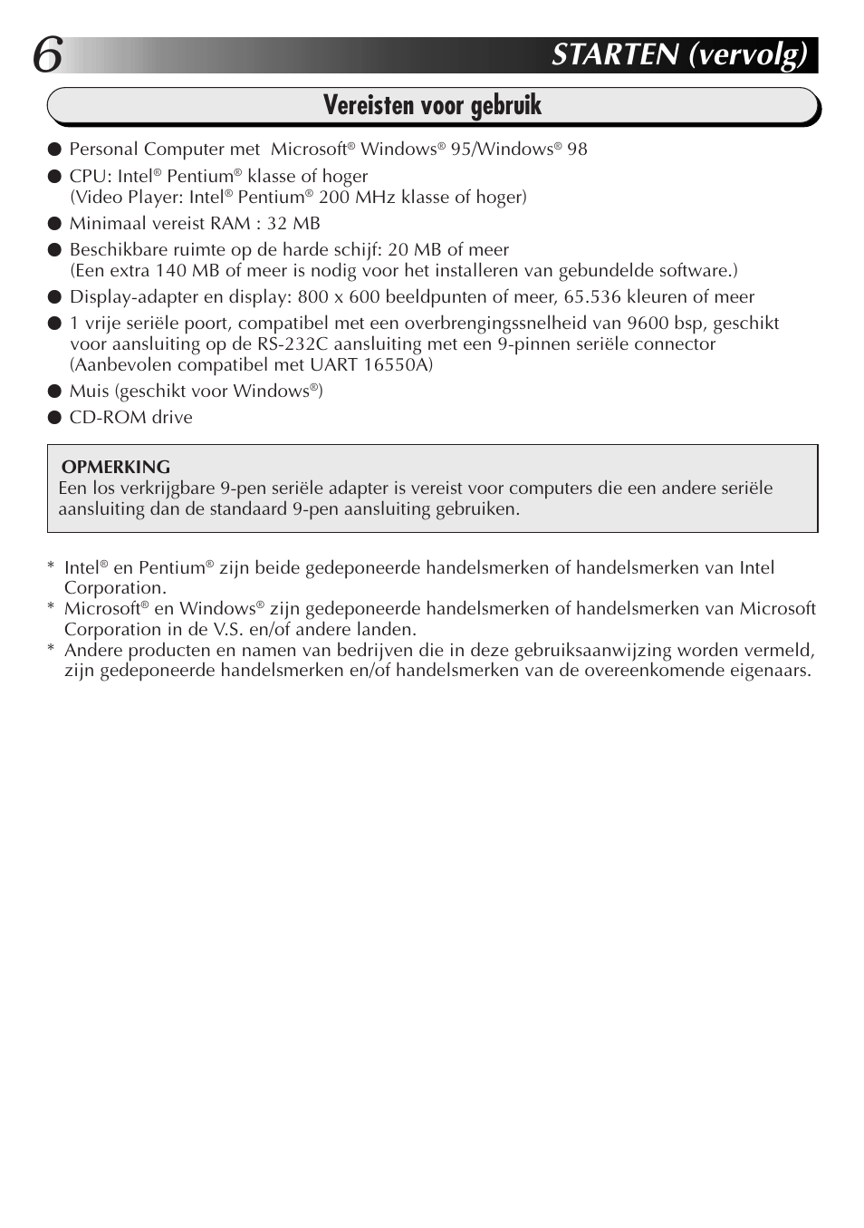 Starten (vervolg), Vereisten voor gebruik | JVC GR-DVX10 User Manual | Page 66 / 244