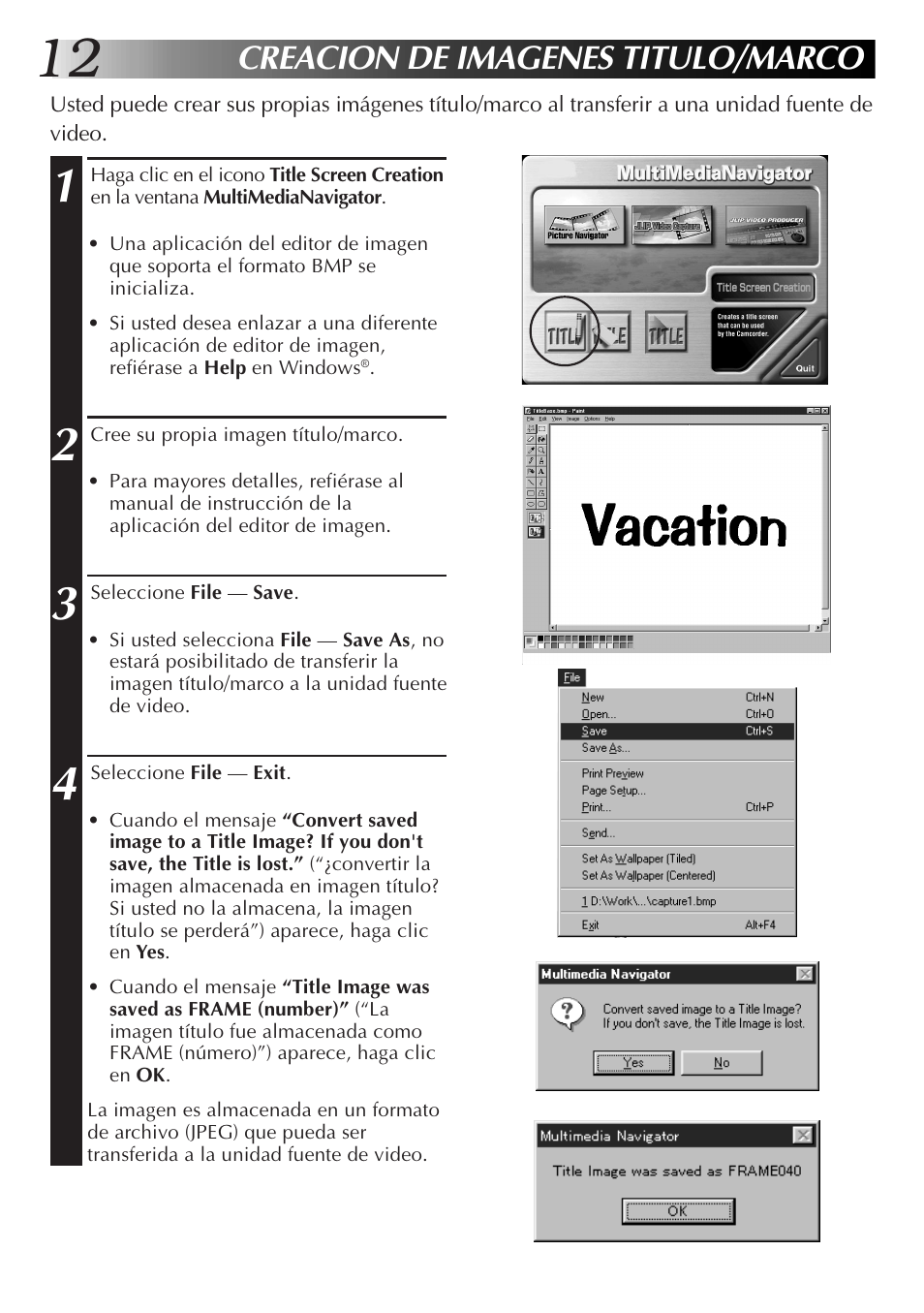 Creacion de imagenes titulo/marco | JVC GR-DVX10 User Manual | Page 92 / 244