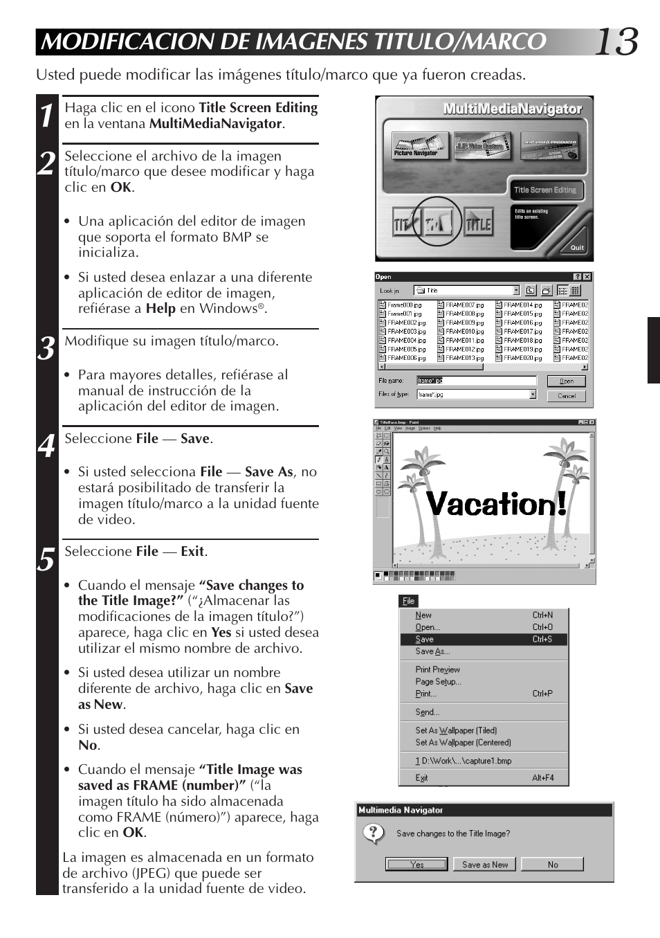 Modificacion de imagenes titulo/marco | JVC GR-DVX10 User Manual | Page 93 / 244