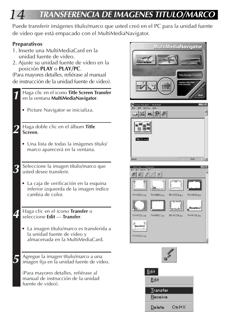 Transferencia de imagenes titulo/marco | JVC GR-DVX10 User Manual | Page 94 / 244