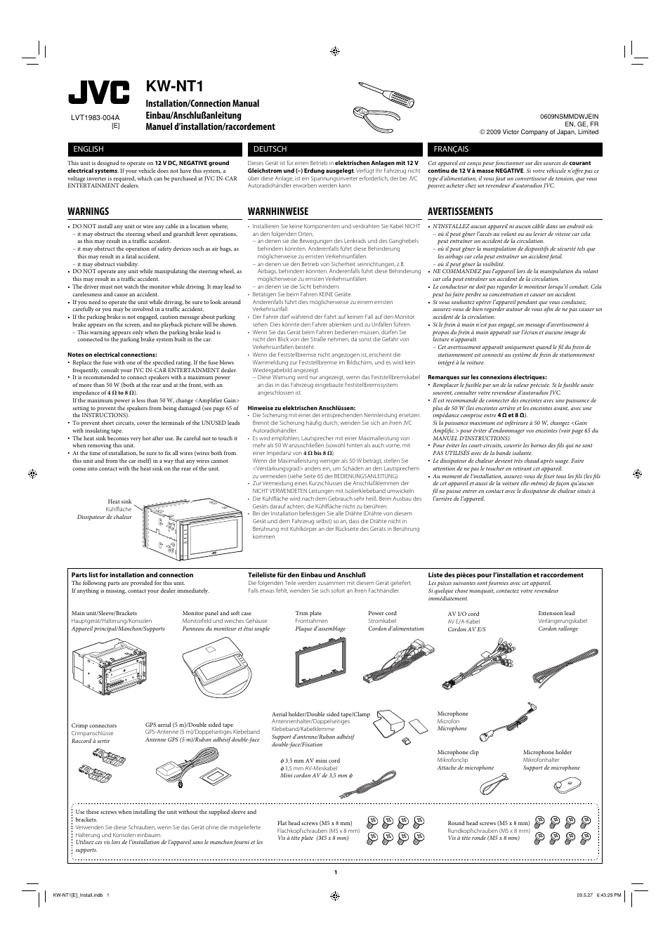 JVC KW-NT1 User Manual | 6 pages