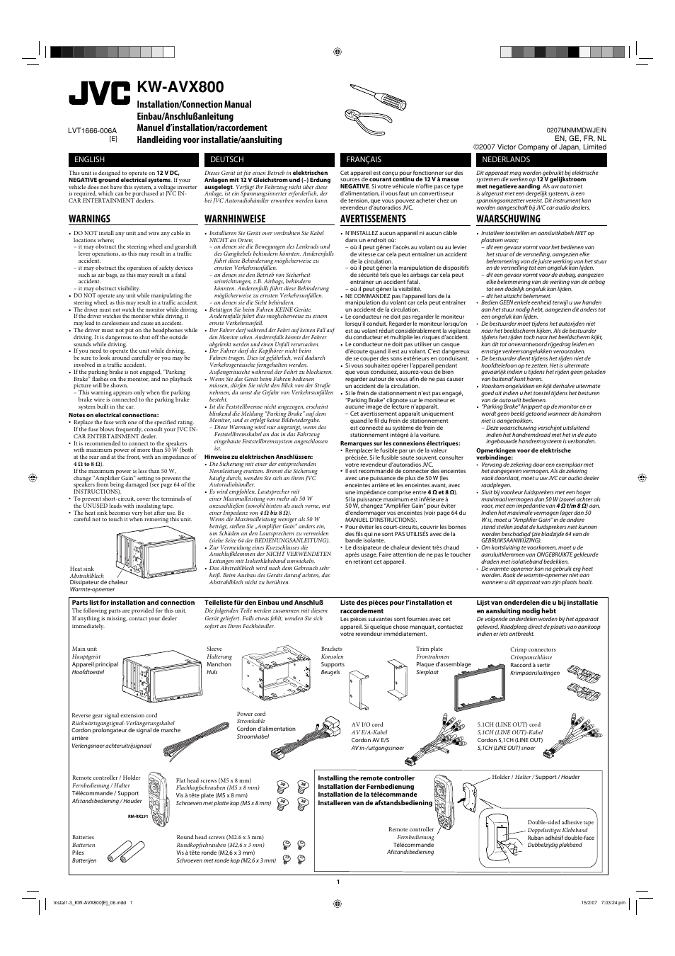 JVC KW-AVX800 User Manual | 6 pages