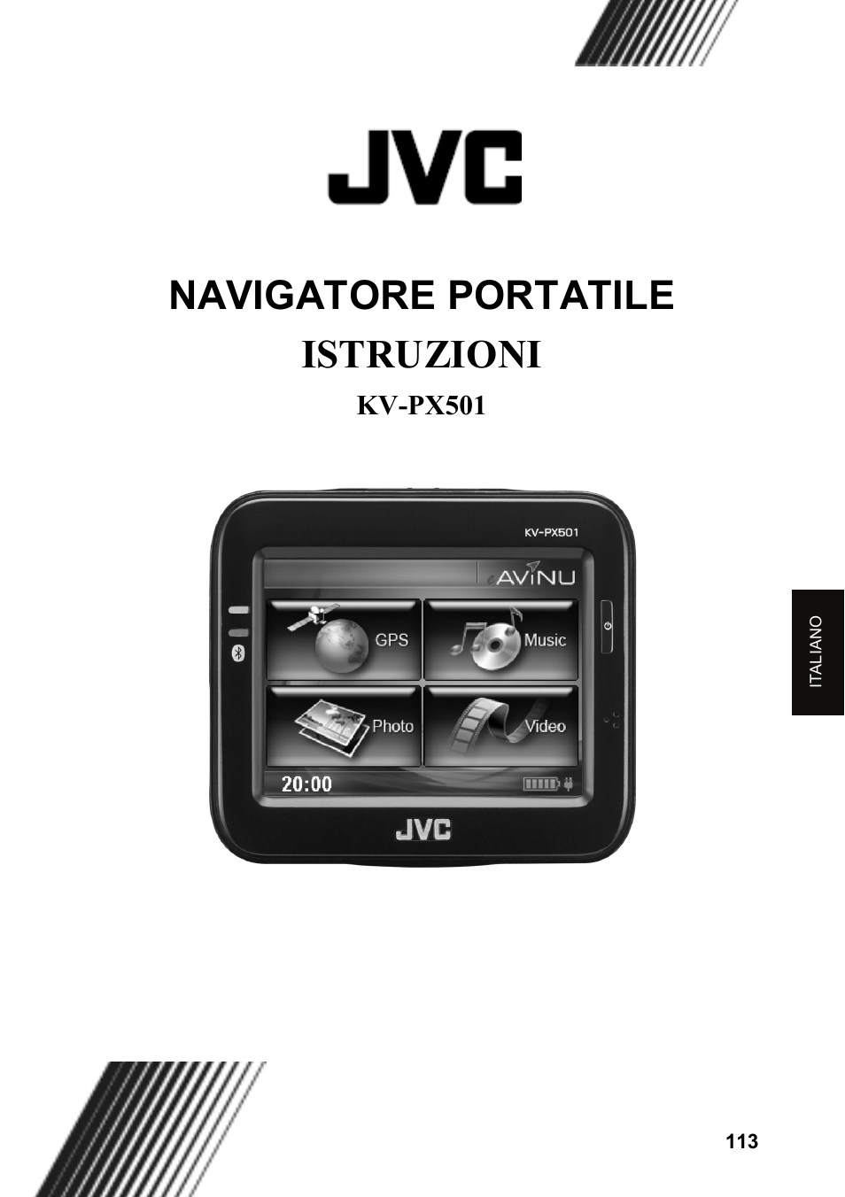 Navigatore portatile istruzioni | JVC KV-PX501 User Manual | Page 113 / 219