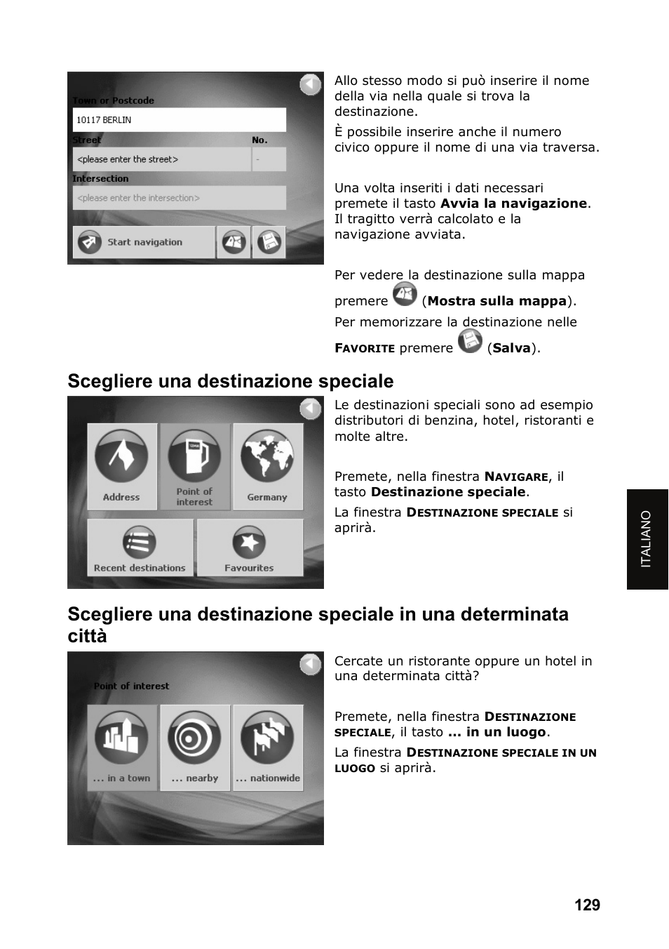 Scegliere una destinazione speciale | JVC KV-PX501 User Manual | Page 129 / 219