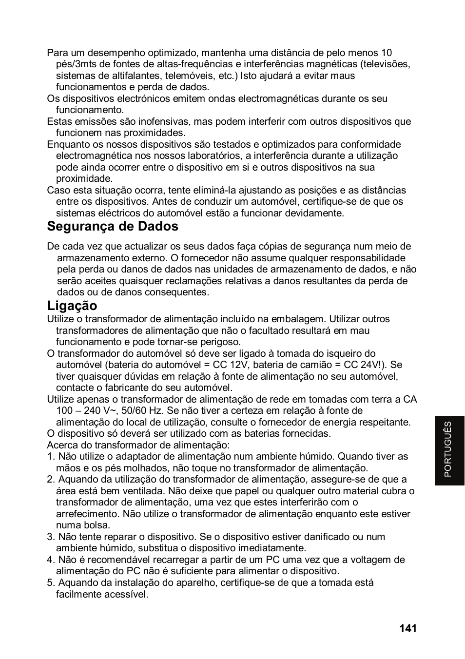 Segurança de dados, Ligação | JVC KV-PX501 User Manual | Page 141 / 219