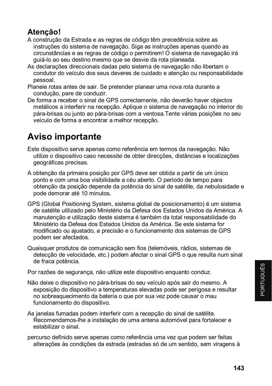 Aviso importante, Atenção | JVC KV-PX501 User Manual | Page 143 / 219