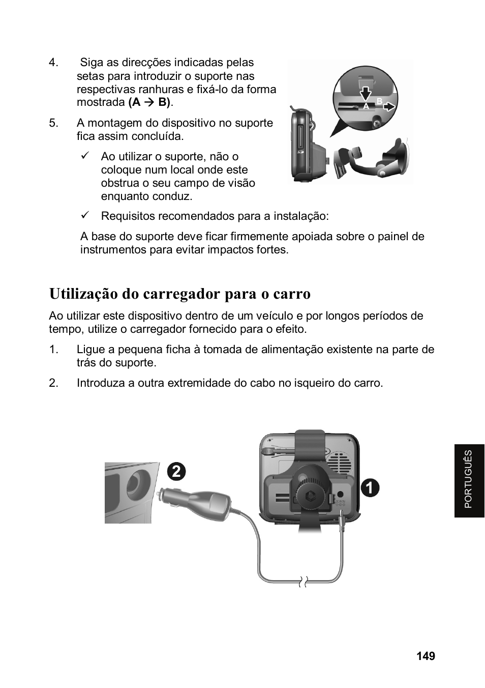 Utilização do carregador para o carro | JVC KV-PX501 User Manual | Page 149 / 219
