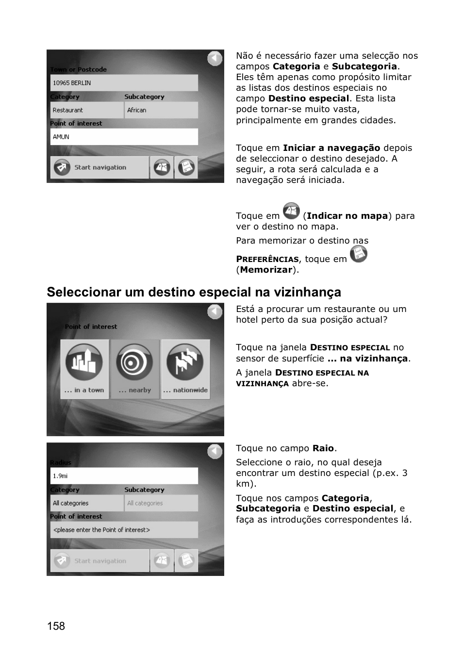 Seleccionar um destino especial na vizinhança | JVC KV-PX501 User Manual | Page 158 / 219