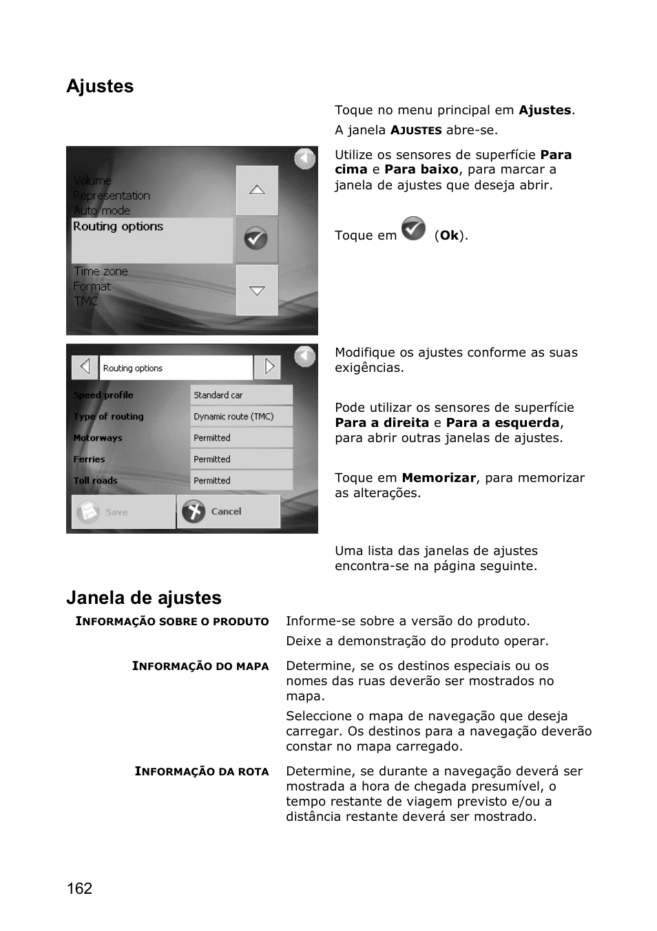Ajustes, Janela de ajustes | JVC KV-PX501 User Manual | Page 162 / 219