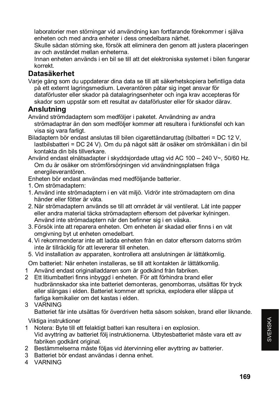 Datasäkerhet, Anslutning | JVC KV-PX501 User Manual | Page 169 / 219