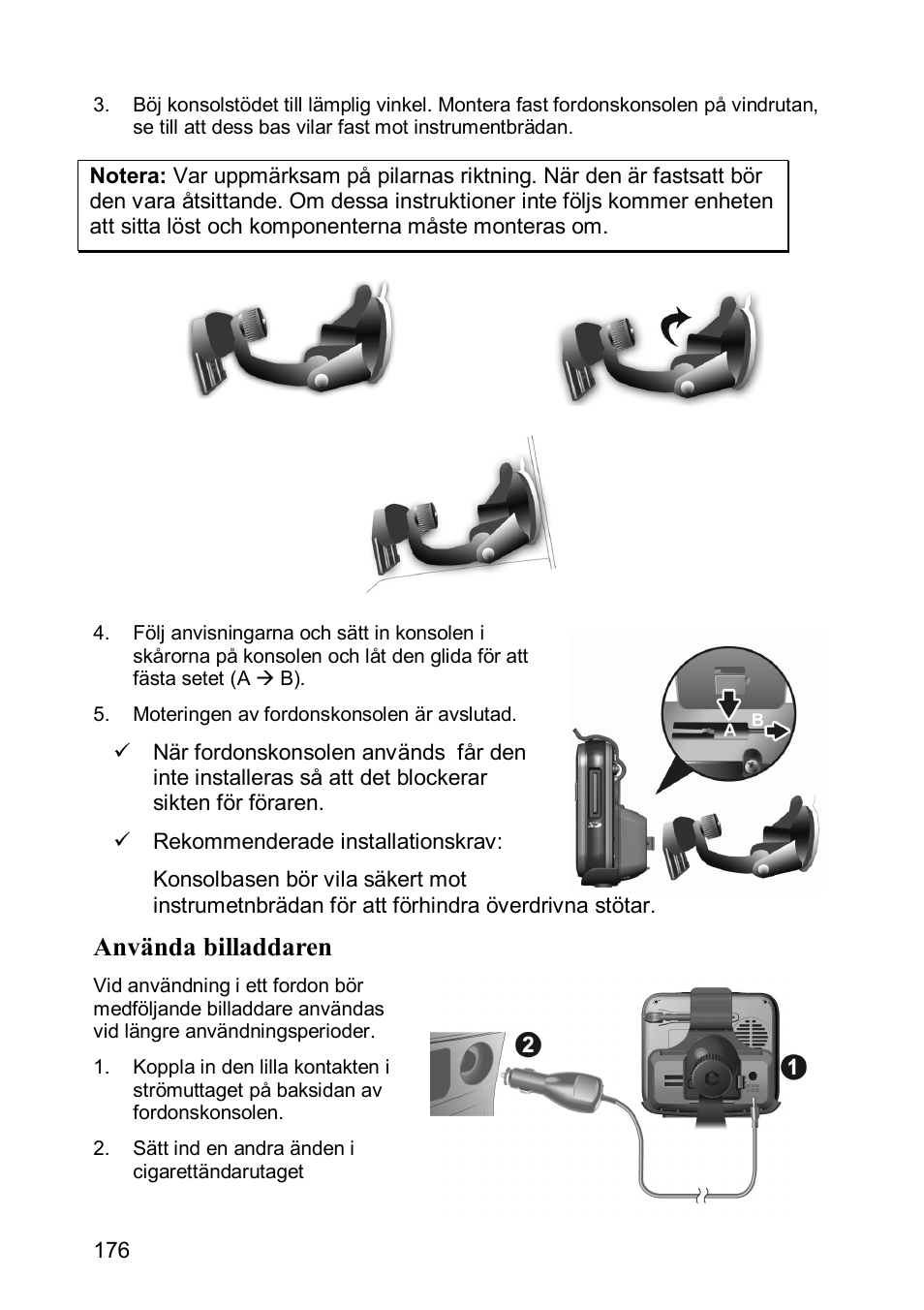 Använda billaddaren | JVC KV-PX501 User Manual | Page 176 / 219