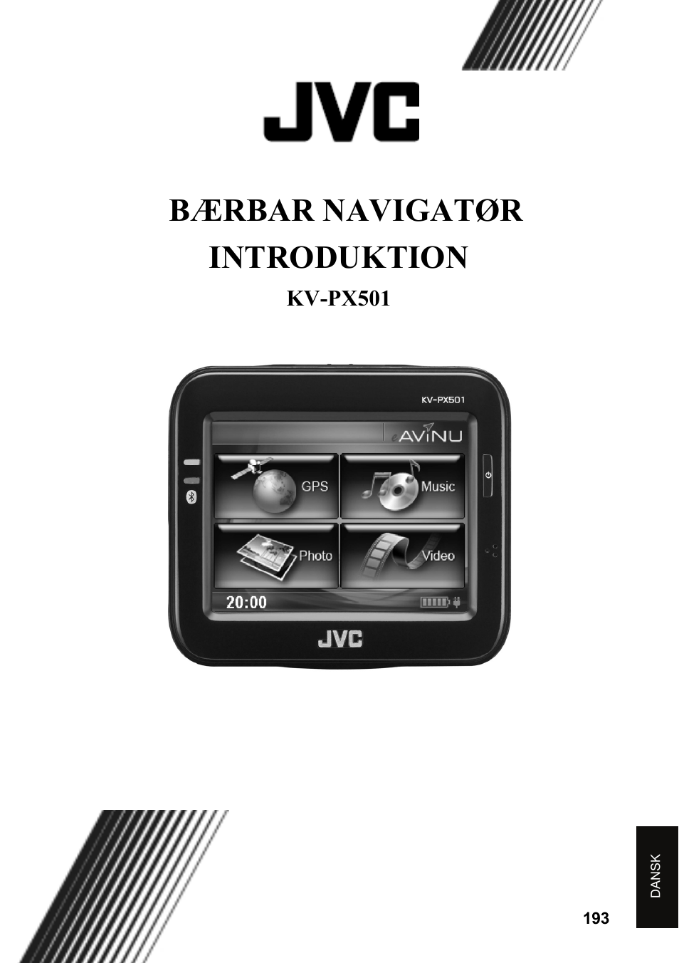 Bærbar navigatør introduktion | JVC KV-PX501 User Manual | Page 193 / 219