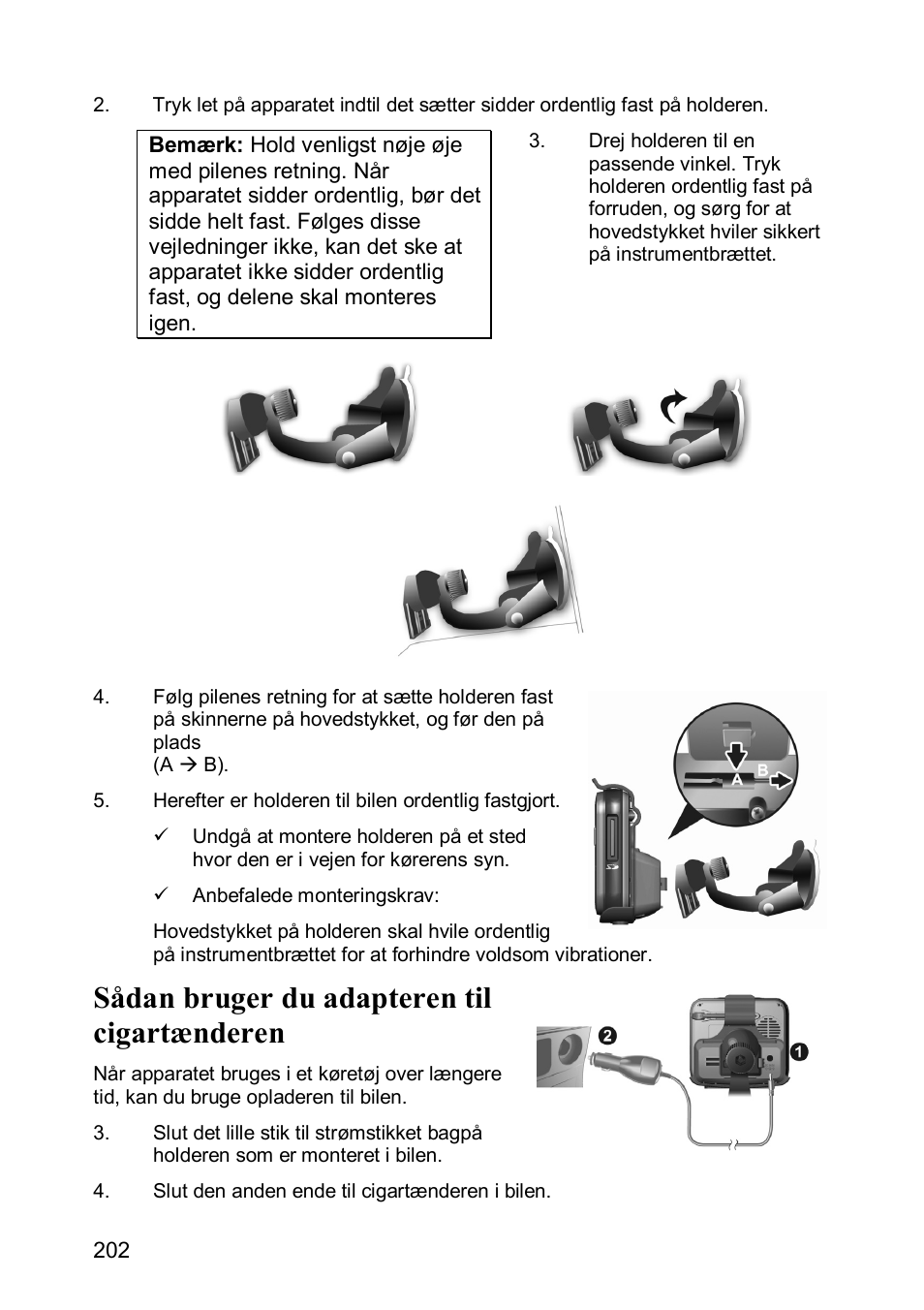 Sådan bruger du adapteren til cigartænderen | JVC KV-PX501 User Manual | Page 202 / 219