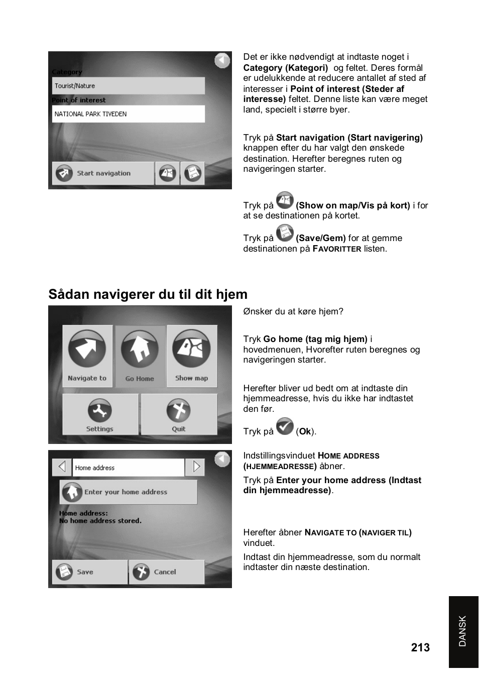 Sådan navigerer du til dit hjem | JVC KV-PX501 User Manual | Page 213 / 219