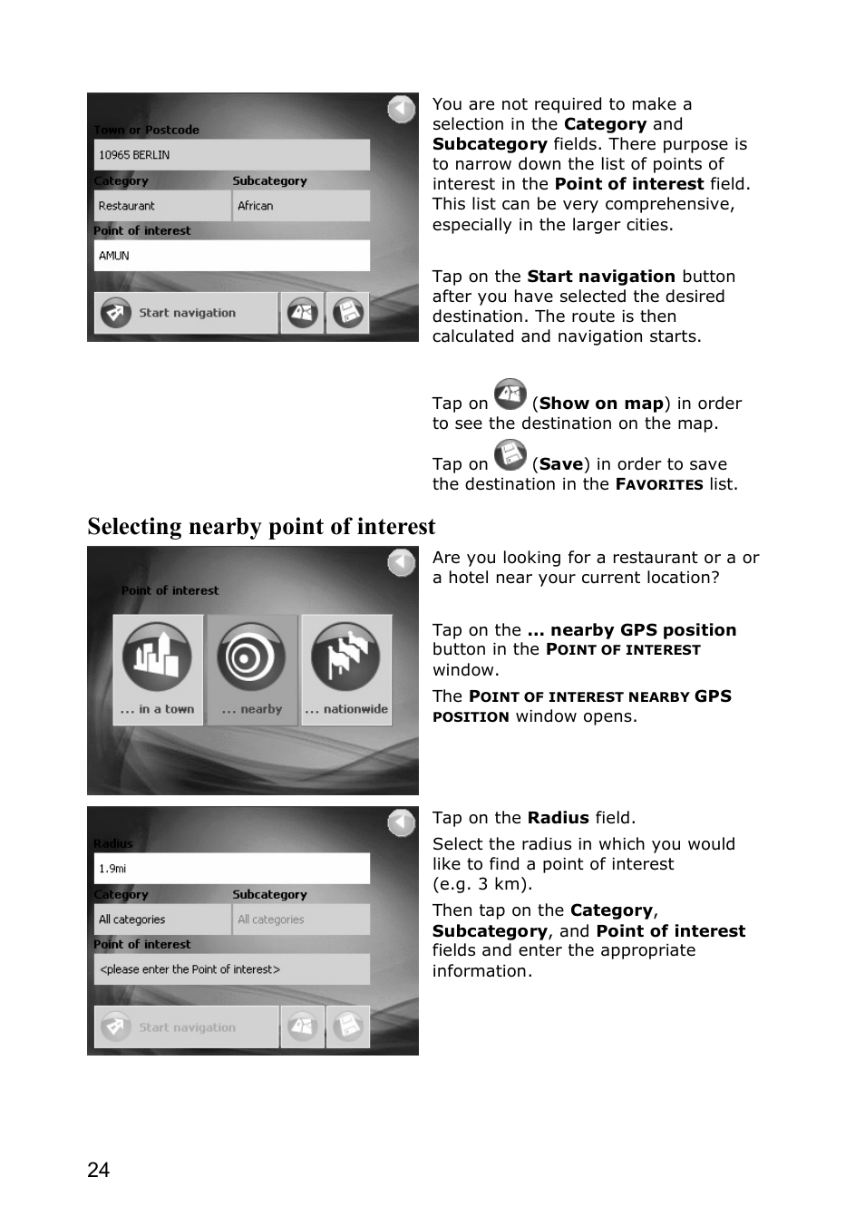 Selecting nearby point of interest | JVC KV-PX501 User Manual | Page 24 / 219