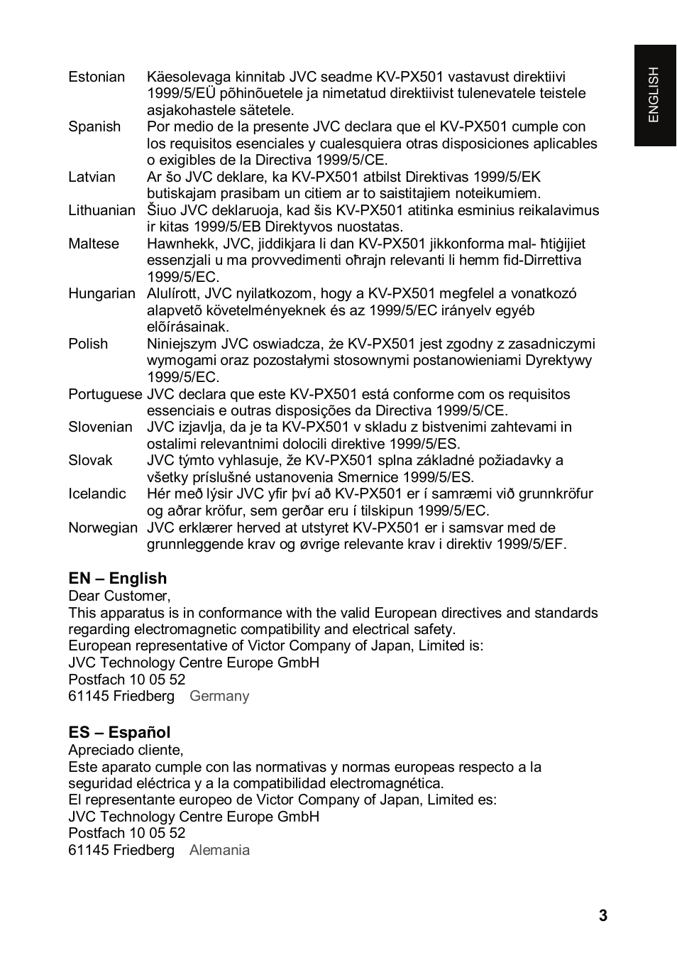 JVC KV-PX501 User Manual | Page 3 / 219