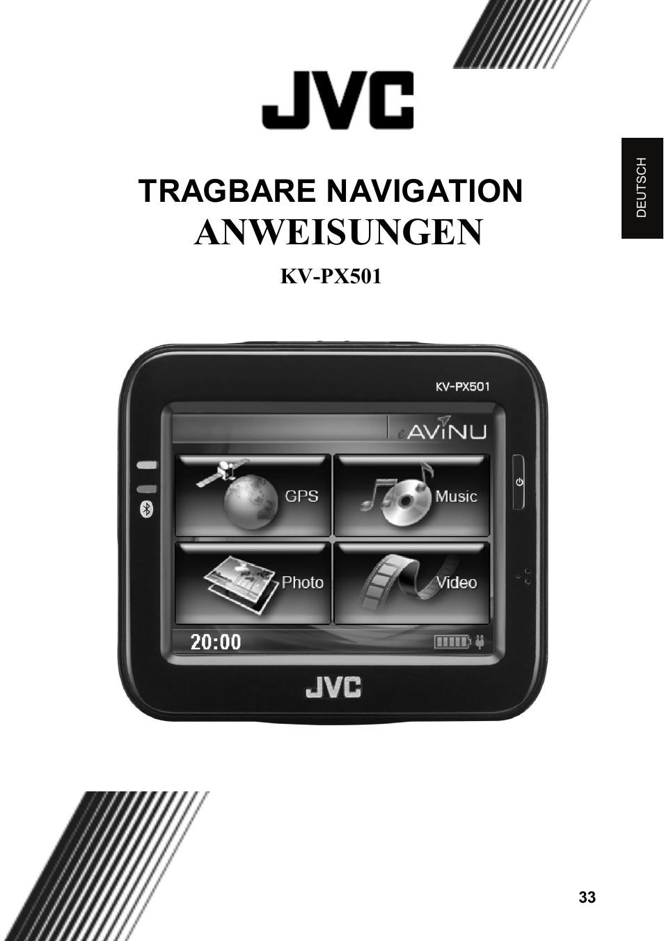 Anweisungen, Tragbare navigation | JVC KV-PX501 User Manual | Page 33 / 219