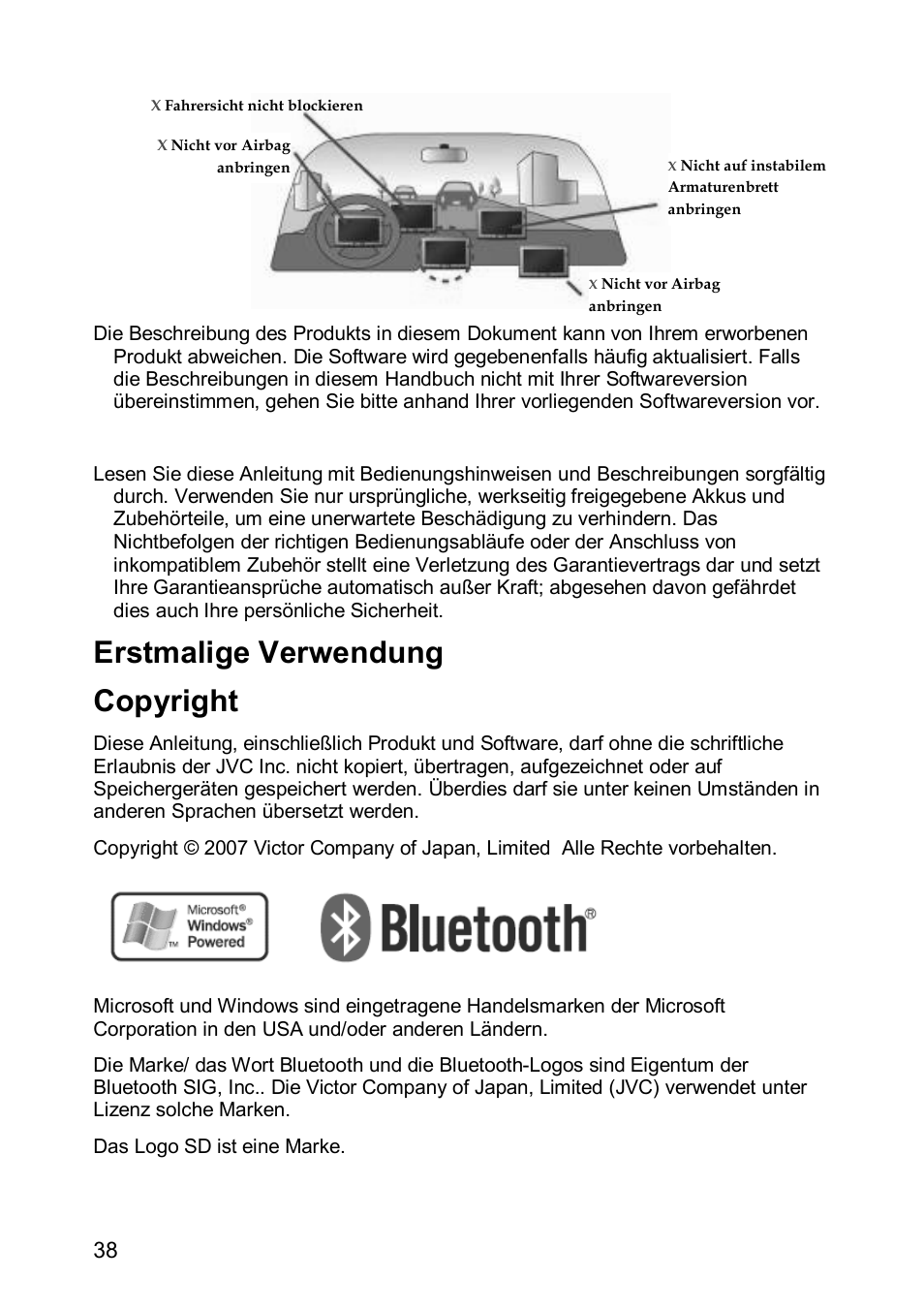 Erstmalige verwendung copyright | JVC KV-PX501 User Manual | Page 38 / 219