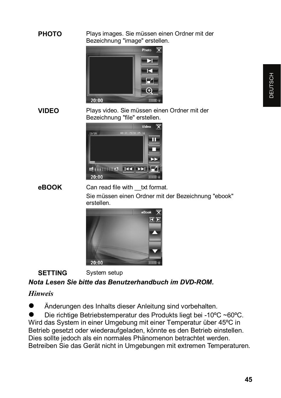 Hinweis | JVC KV-PX501 User Manual | Page 45 / 219