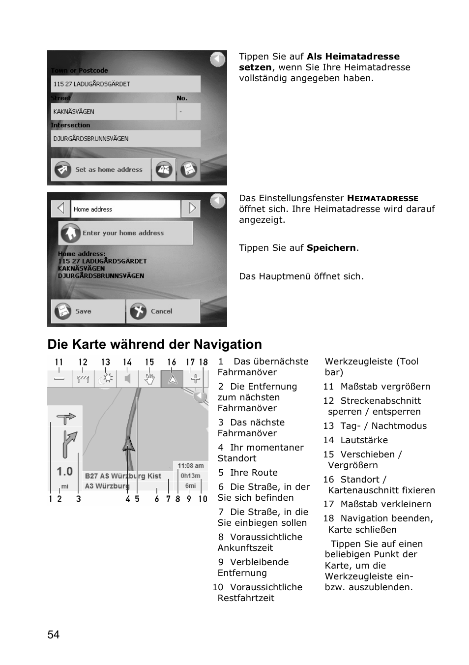 Die karte während der navigation | JVC KV-PX501 User Manual | Page 54 / 219